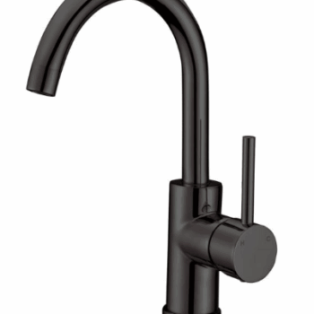 RABANA ROUND PIN LEVER GOOSENECK SINK MIXER BLACK