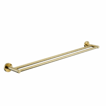 RABANA ROUND 600mm DOUBLE TOWEL RAIL BRUSH GOLD